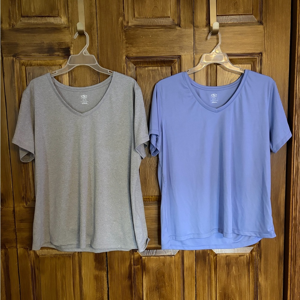 Athletic Works Gray and Light Purple Short Sleeve Tees (2)
